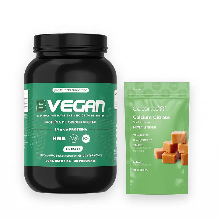 Proteína Vegetal B Vegan Sin Sabor & Citrato de Calcio Masticable Celebrate 1