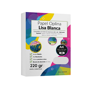 Opalina Lisa Blanca A4 220gr- 50 Hojas