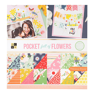 Block papel Scrapbook Die Cuts with a View – 12 x 12 Double Sided Paper Stack – Pocket Full of Flowers - 36 Hojas