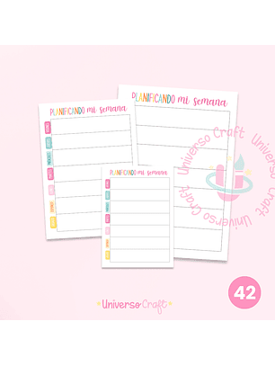 Archivo Digital - Pack 3 tamaños Planificador semanal N°42