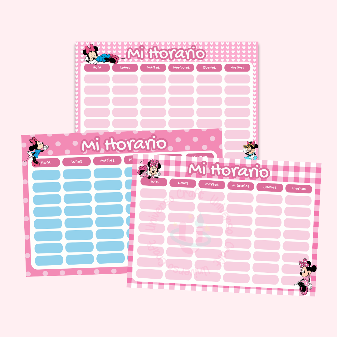 Archivo Digital - Horarios A4 Minnie Fucsia - Diseño 48 1