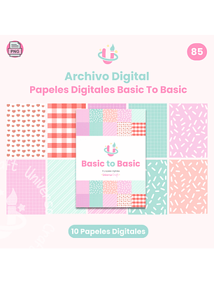 Colección Digital - Basic to Basic - 10 Papeles Estampados Descargables - Diseño 85