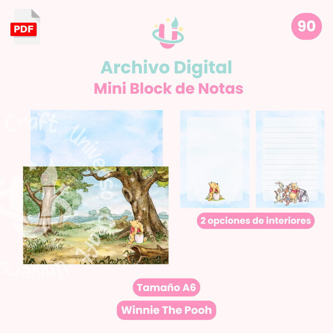 Archivo Digital - Mini Block de Notas Winnie The Pooh - Diseño 90 1