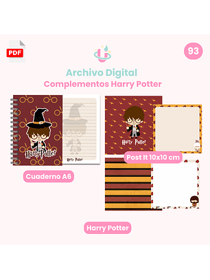 Archivo Digital - Complementos Harry Potter Animado Cuaderno A6 y Post it - Diseño 93