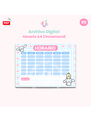 Archivo Digital Descargable – Horario A4 Cinnamoroll - Diseño 95