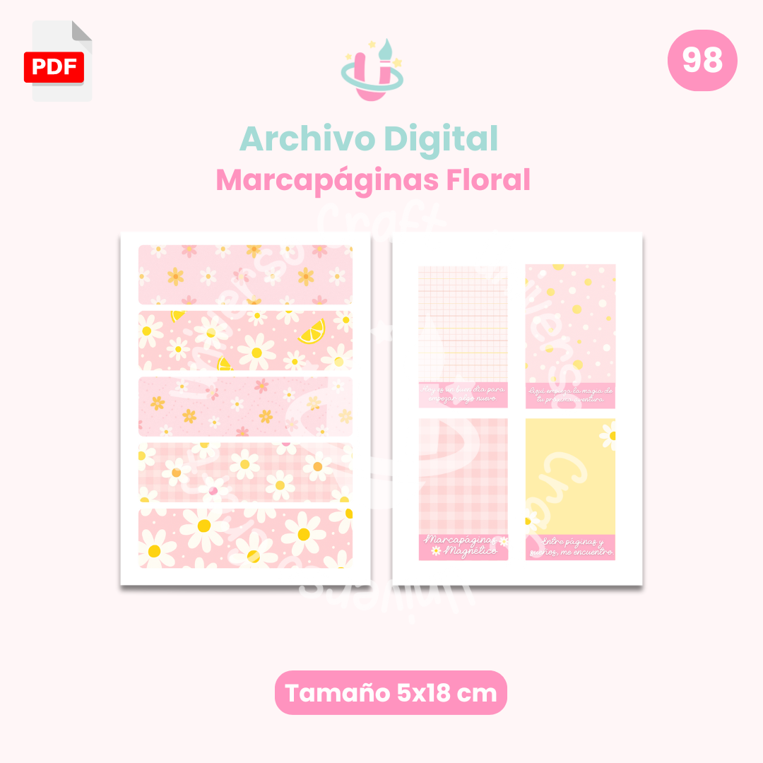 Archivo Digital - Marcapáginas floral- Diseño 98 1