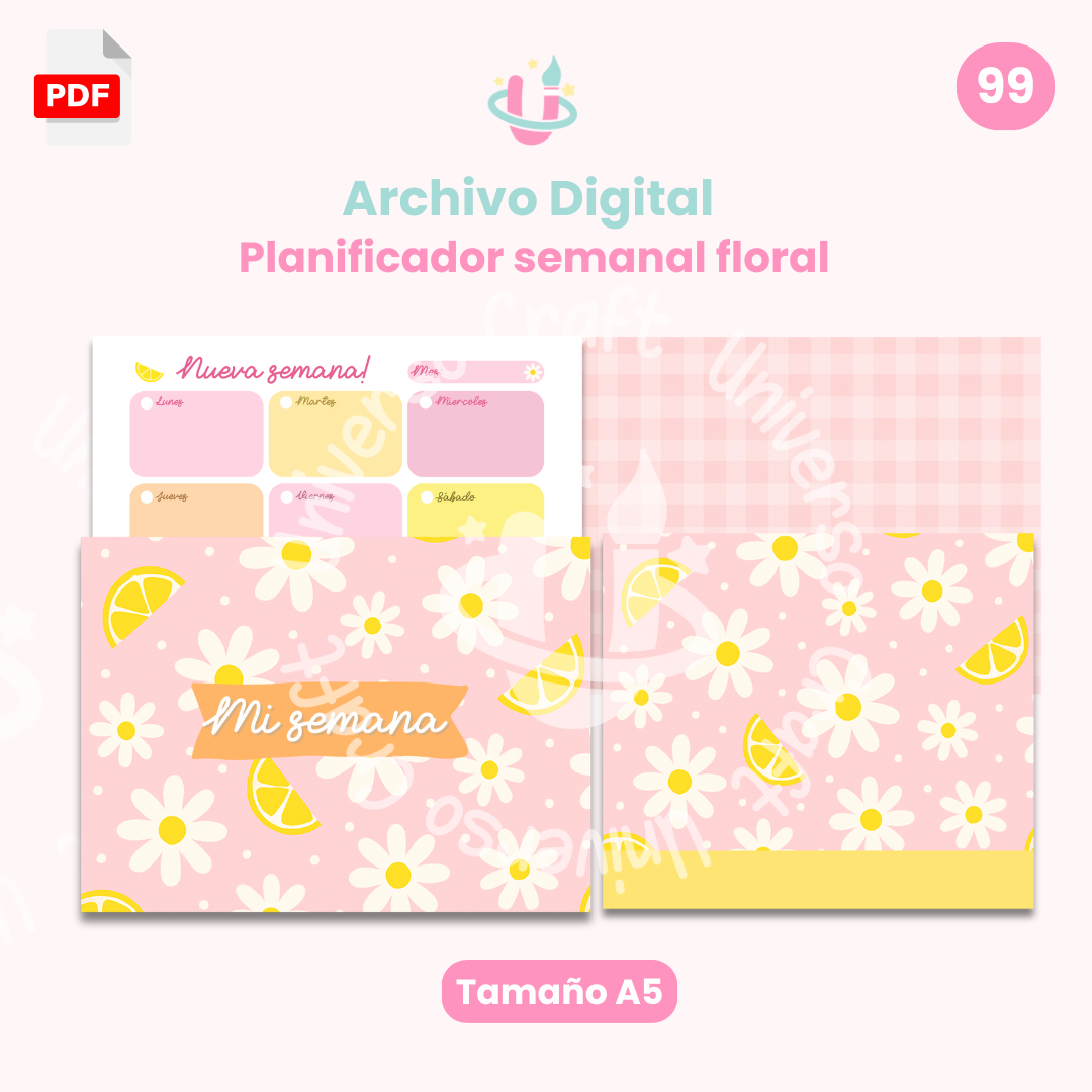 Archivo Digital - Planificador Horizontal A5 Floral - Diseño 99 1
