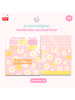Archivo Digital - Planificador Horizontal A5 Floral - Diseño 99