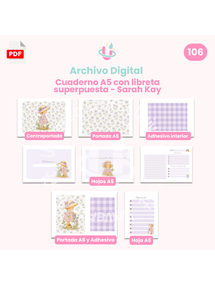 Archivo Digital - Cuaderno A5 con Libreta Superpuesta Sarah Kay - Diseño 106
