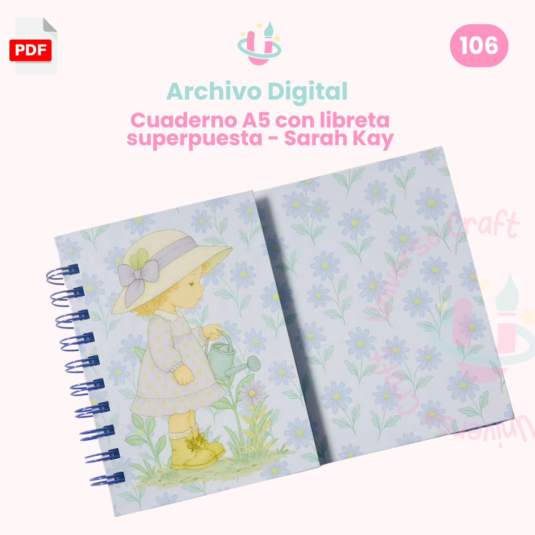 Archivo Digital - Cuaderno A5 con Libreta Superpuesta Sarah Kay - Diseño 106 2