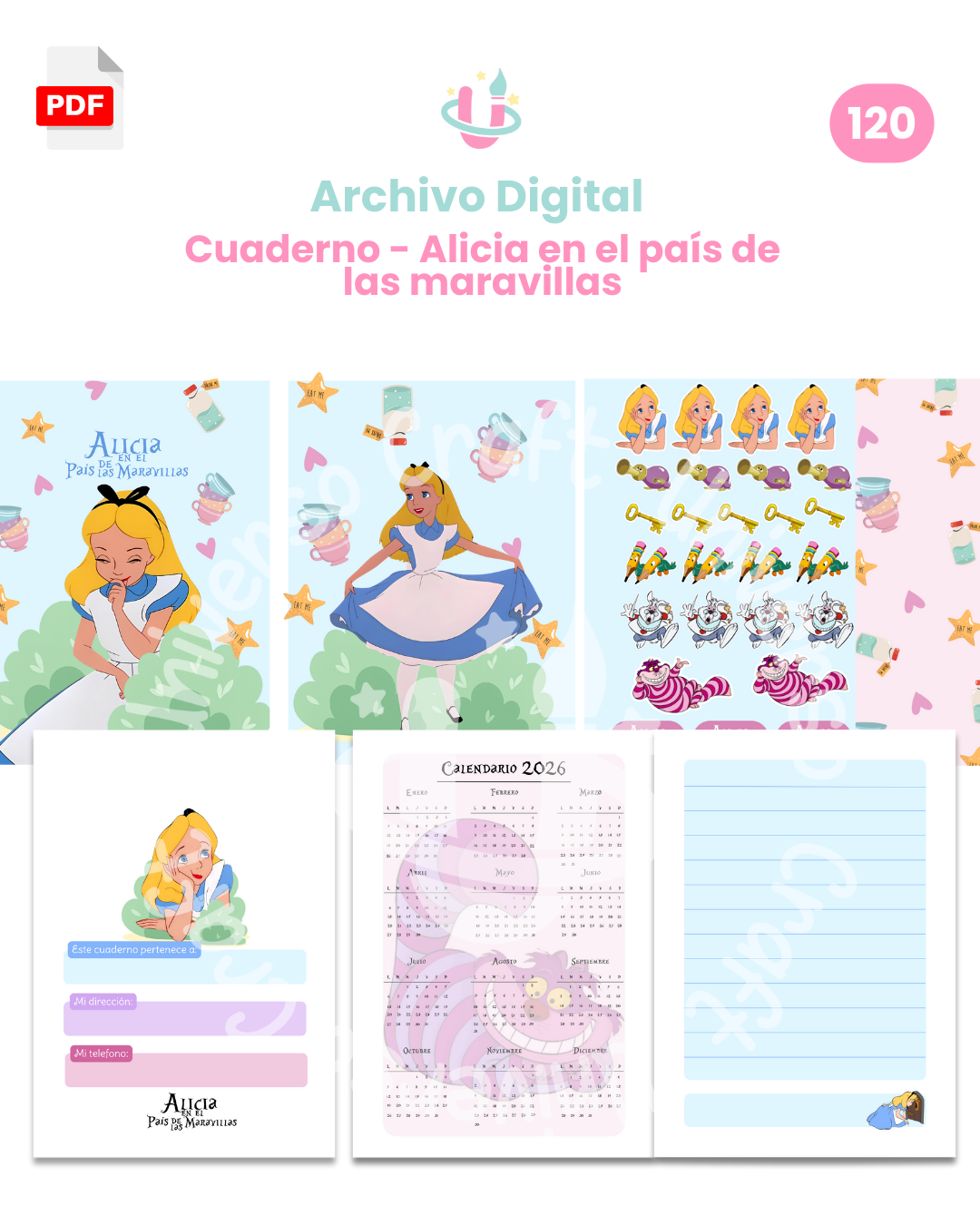 Archivo Digital PDF - Cuaderno Alicia A5 - Diseño 120 1