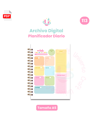 Archivo Digital - Planificador Semanal A5 + Portadas Tamaño A5 - 113