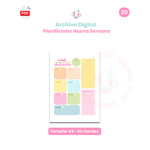 Archivo Digital - Planificador Diario A5 Sin Bordes - Diseño 20