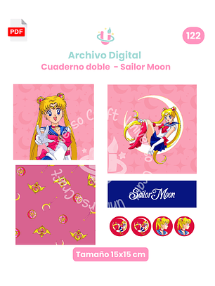 Archivo Digital - Cuaderno doble 15x15 Sailor Moon - Diseño 122