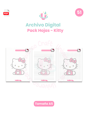 Archivo Digital - Pack Interiores Hello Kitty Fucsia A5 - Diseño N°51