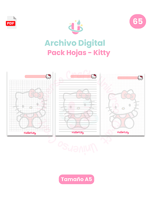 Archivo Digital - Pack Interiores Hello Kitty Rojo A5 - Diseño N°65