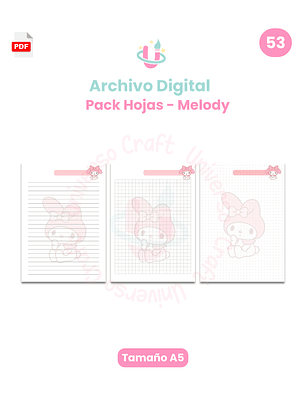 Archivo Digital - Pack Interiores My Melody A5 - Diseño N°53