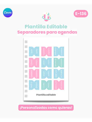 Plantilla Editable en Canva - Separadores para Agendas - Diseño E-136