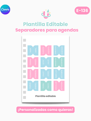 Plantilla Editable en Canva - Separadores para Agendas - Diseño E-136