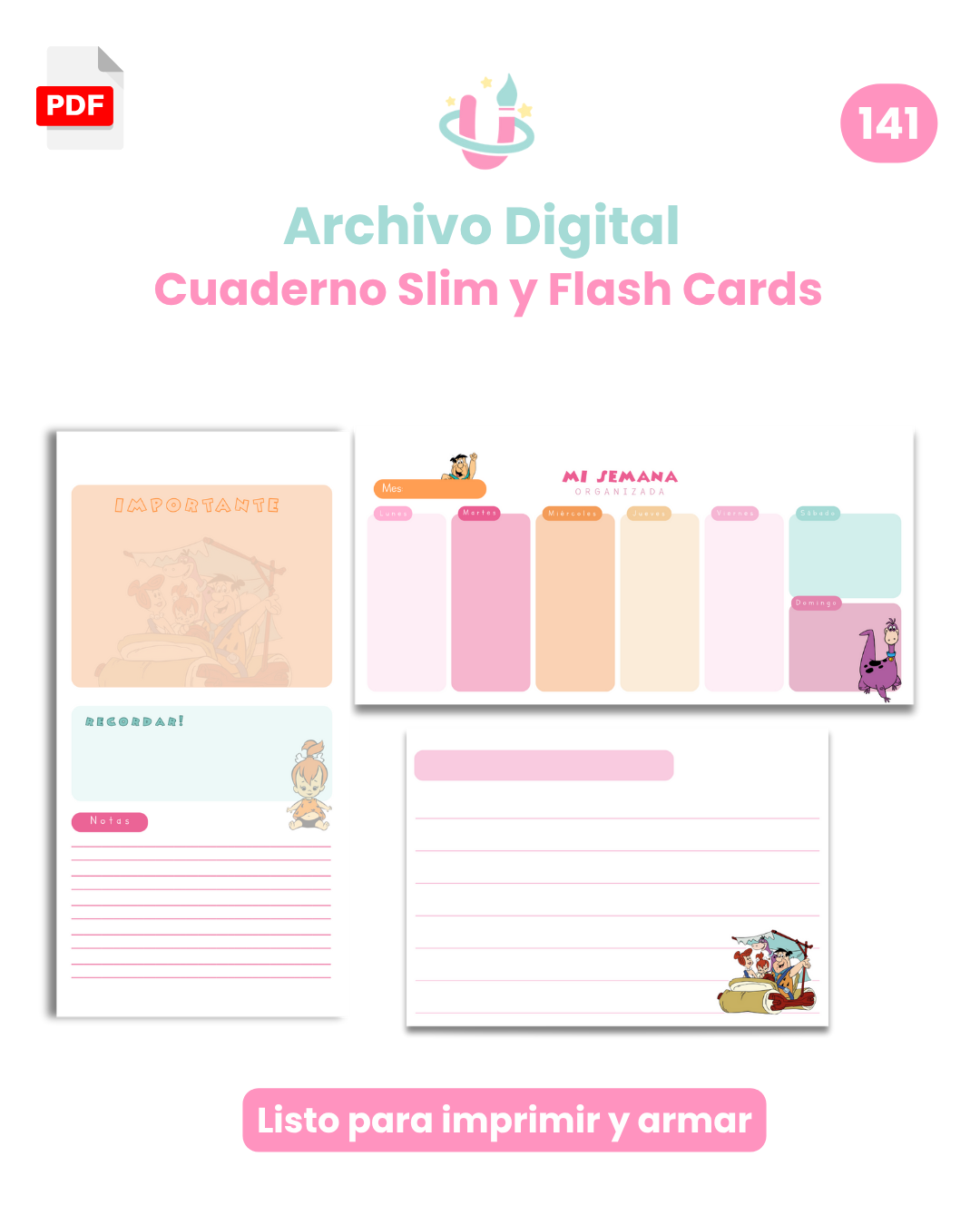 Archivo Digital PDF - Cuaderno Slim y Flash Cards Los Picapiedras The Flintstones - Diseño 141 2