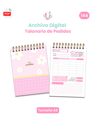Archivo Digital PDF - Cuaderno Talonario de Pedidos Pinky A5 - Diseño 144