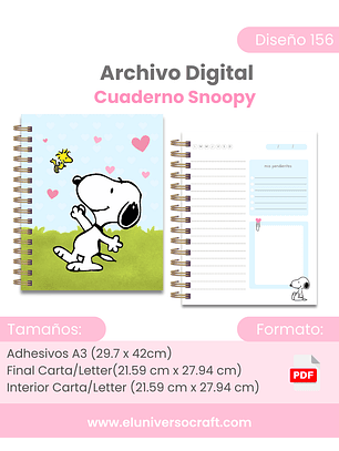 Archivo Digital PDF - Cuaderno Snoopy Carta/Letter - Diseño 156