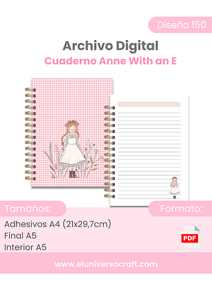 Archivo Digital - Cuaderno A5 Anne With an E -  Diseño 150