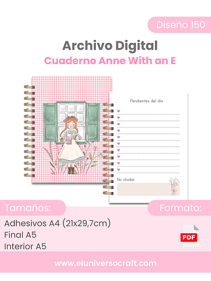 Archivo Digital - Cuaderno A5 Anne With an E -  Diseño 150