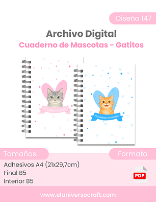 Archivo Digital PDF – Cuaderno de Mascotas B5 (Gatitos) - Diseño 147