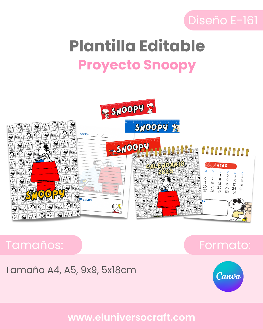 Plantilla Editable en Canva - Proyecto Snoopy E-61 1