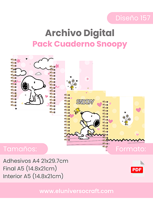 Archivo Digital PDF - Pack Cuaderno Snoopy A5 - Diseño 157
