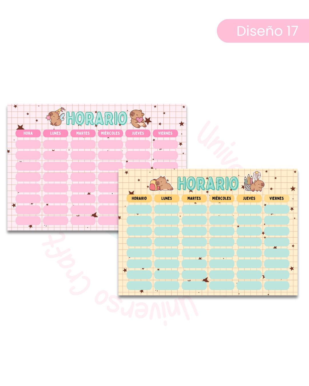 Archivo Digital PDF - Horario Escolar - Temática Capibara A4 - Diseño 17 1