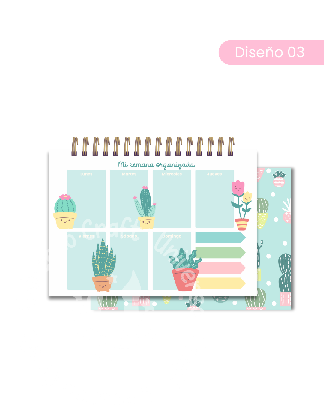 Archivo Digital PDF - Proyecto Planificador Semanal A5 Cactus  - Diseño 03 1