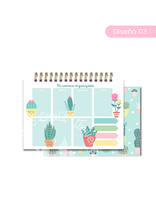 Archivo Digital PDF - Proyecto Planificador Semanal A5 Cactus  - Diseño 03