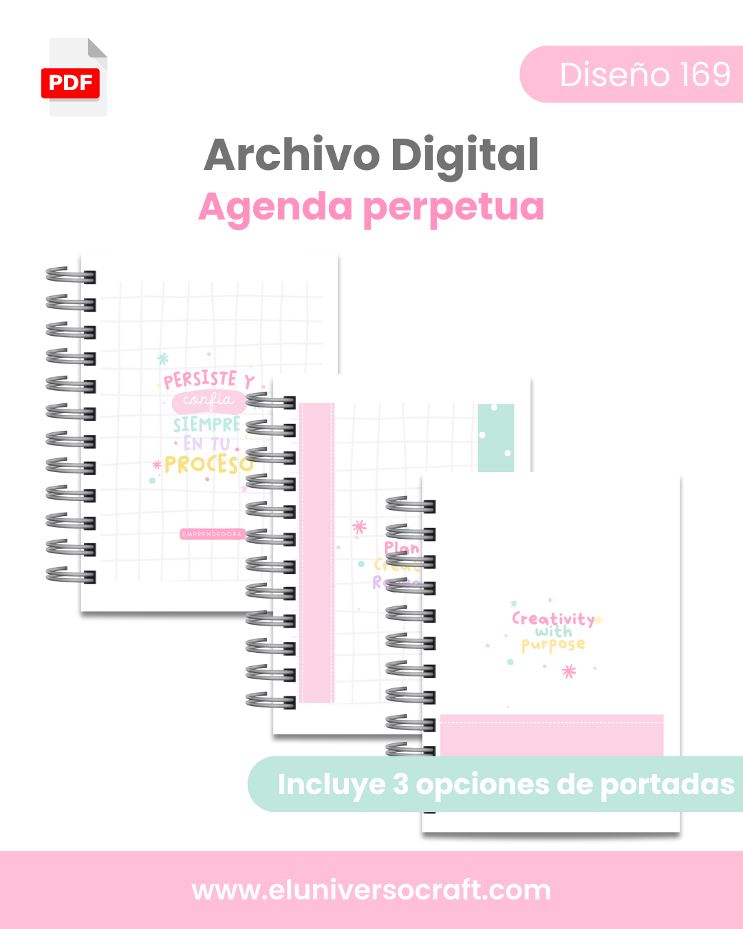 Archivo Digital PDF - Agenda con vista semanal A5 - Diseño 169 1