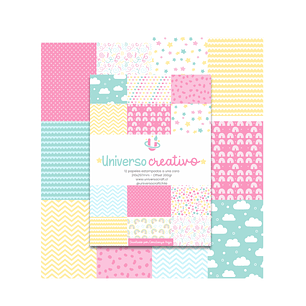 Colección Digital PDF - Universo Creativo - 12 Papeles Estampados - Diseño 22