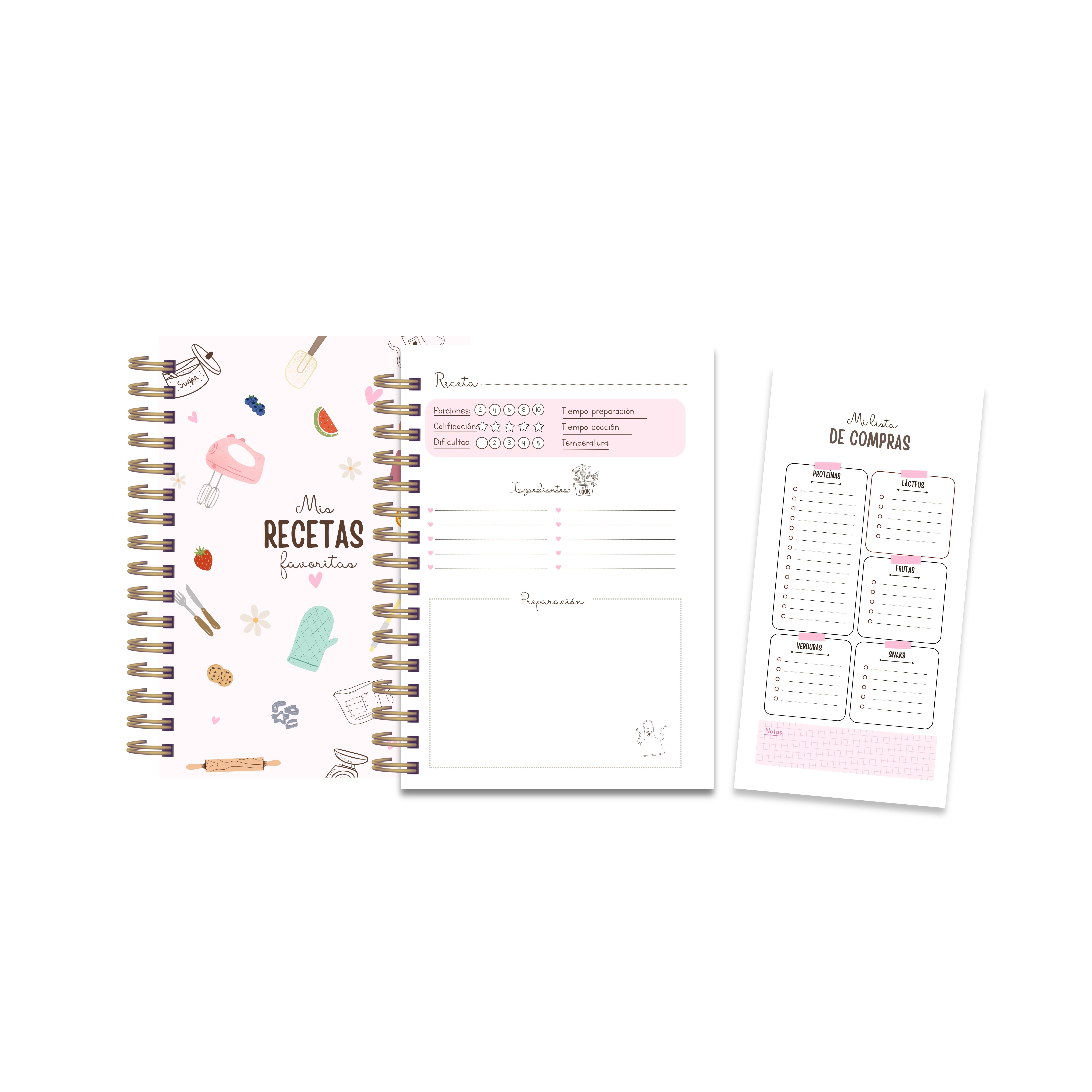 Archivo Digital PDF – Recetario Rosa + Lista de Compras – Diseño N° 188 1