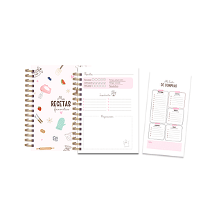 Archivo Digital PDF – Recetario Rosa + Lista de Compras – Diseño N° 188