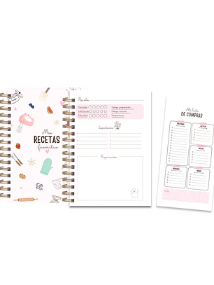 Archivo Digital PDF – Recetario Rosa A5 + Lista de Compras 10x20 cm – Diseño N° 188