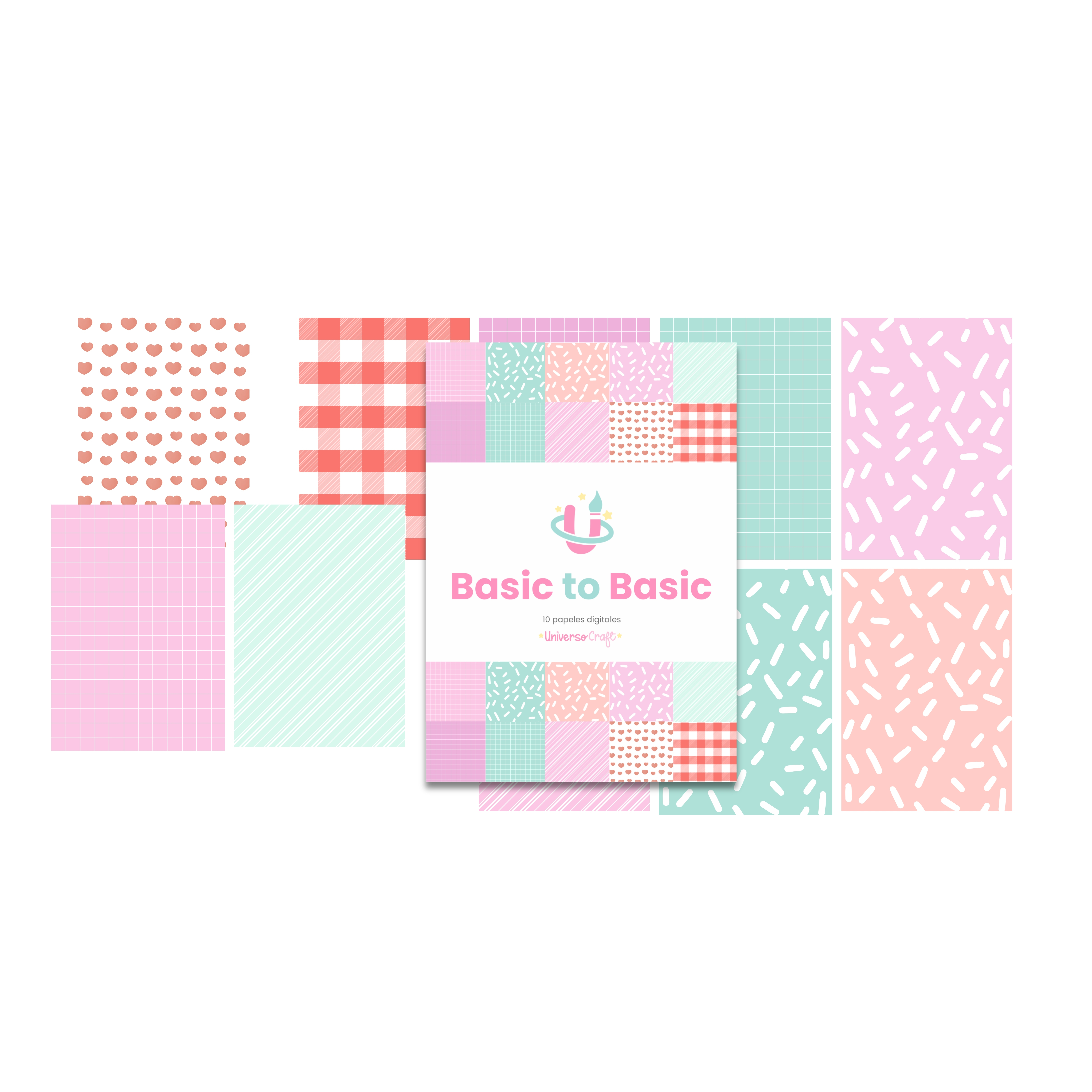 Colección Digital PDF - Basic to Basic - 10 Papeles Estampados Descargables - Diseño 85 1