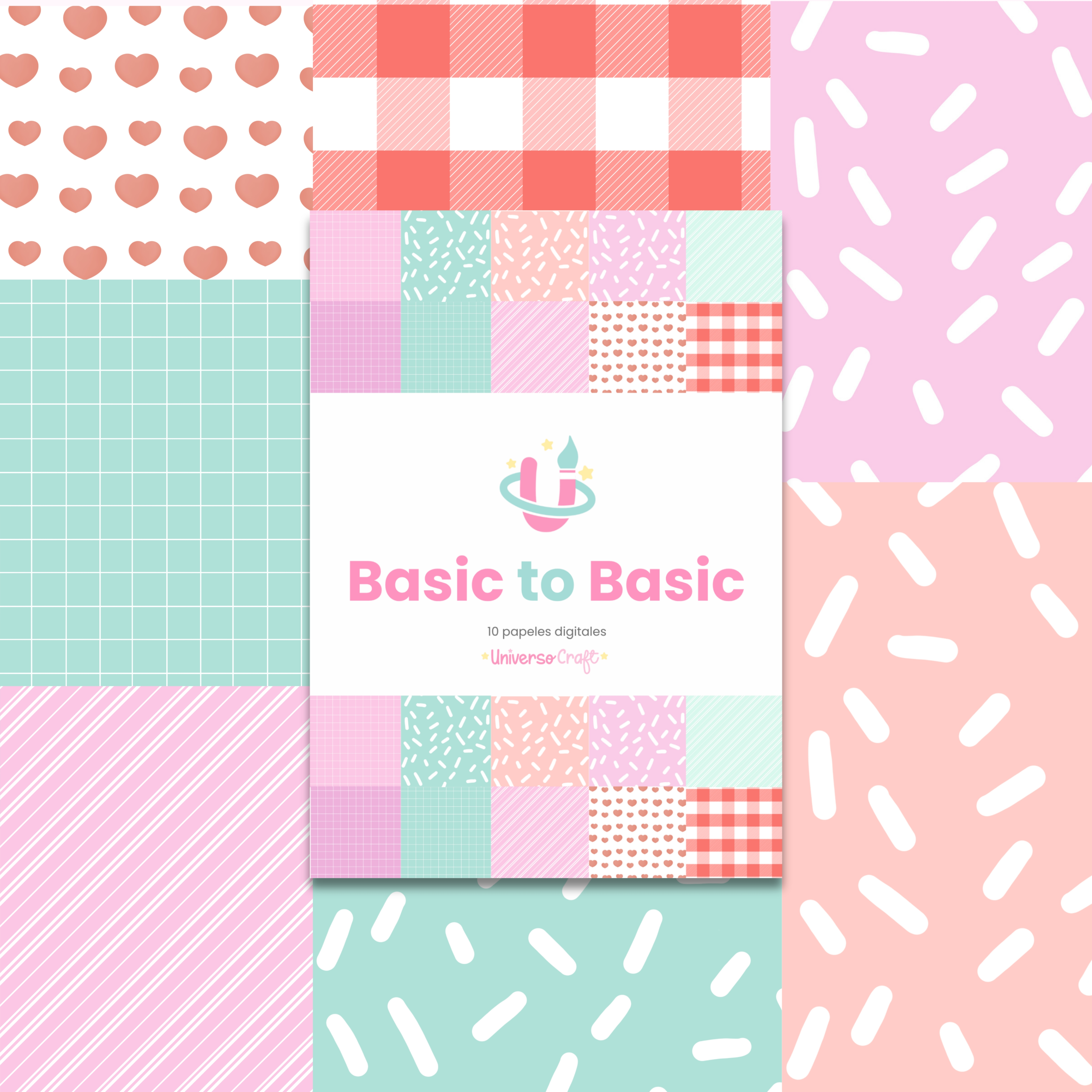 Colección Digital PDF - Basic to Basic - 10 Papeles Estampados Descargables - Diseño 85 2