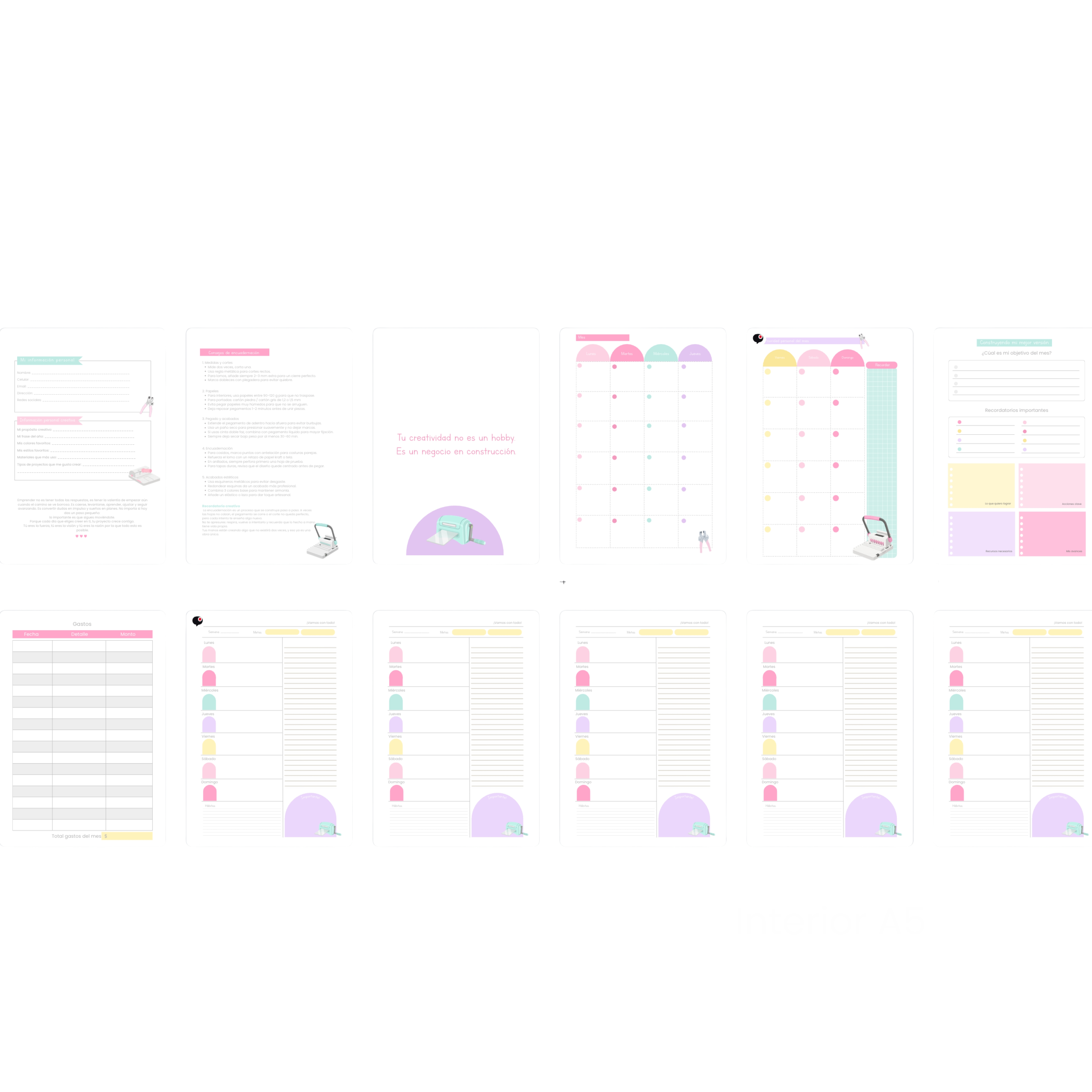 Archivo Digital PDF - Agenda con vista semanal A5 - Diseño 169 2
