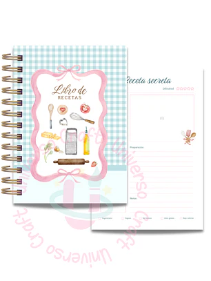 Archivo Digital PDF - Libro de recetas / recetario doble tamaño A5 - Diseño 202