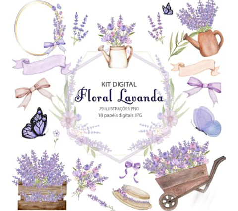 KIT DIGITAL FLORAL LAVANDA 01