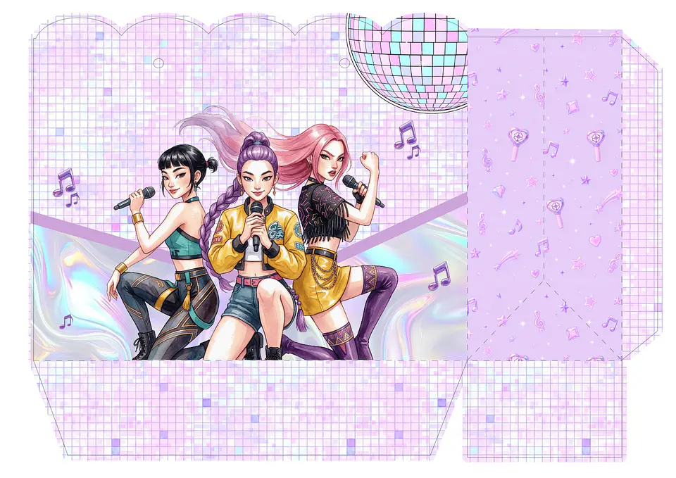ARQUIVO DE CORTE SACOLINHA GUERREIRAS DO KPOP 01 - 02 MODELOS 1