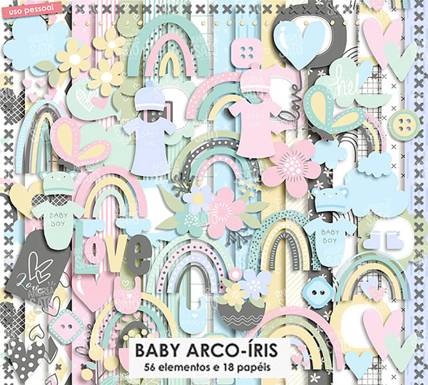KIT DIGITAL BABY ARCO ÍRIS 01 1