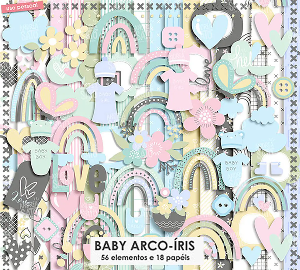 KIT DIGITAL BABY ARCO ÍRIS 01 1