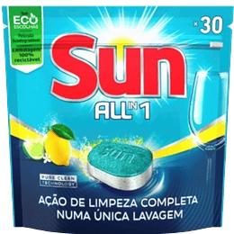 Sun All in One Limão Pastilhas para Máquina de Loiça - 30 Unidades