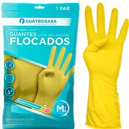 Luvas Latex FLOCADOS Amarelo (L) (1Par)
