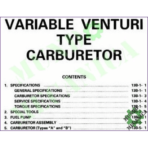 Manual Carburador Venturi Variable Mitsubishi